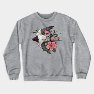 Swallow flying with flowers Crewneck Sweatshirt